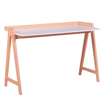 Pop - Minimalistischer Schreibtisch aus Eichenholz, weiß
