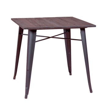 Bistro - Industrietisch aus schwarzem Stahl und dunklem Holz, schwarz