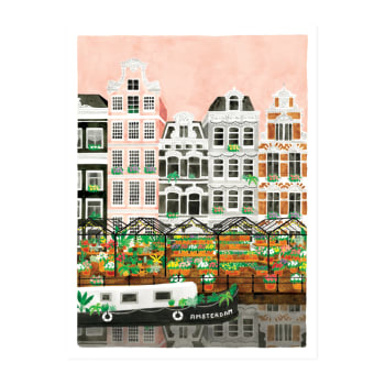 Affiche illustrée de la ville d’Amsterdam 30x40 cm
