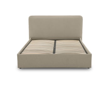 Lit Coffre Tissu Bouclette Beige 160x200 Sommier Inclus Olaf | Maisons ...