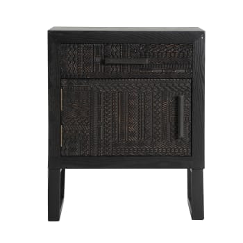 Comodino in legno di frassino nero 45x35x56 cm