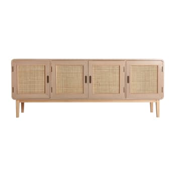 Mueble tv, de madera de pino, en color marrón, de 160x40x62cm