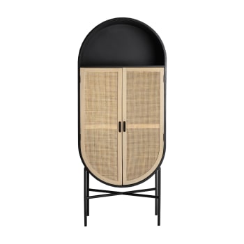 Mueble bar, de madera de pino, en color negro, de 75x40x180cm