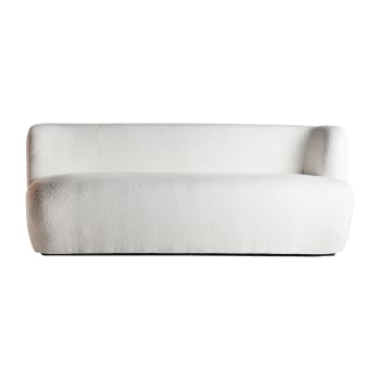 Sofá, de algodón bouclé, en color blanco, de 195x81x73cm