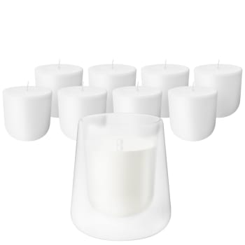 CLEANLIGHT - Set aus 1 nachfüllbaren Kerzenhalter und 9 Duftkerzen, Weiß