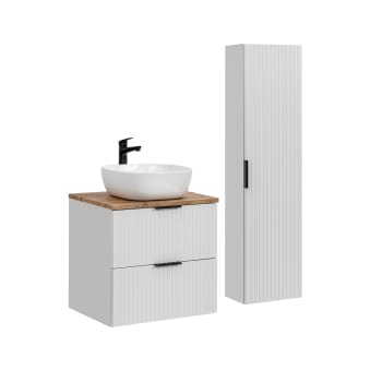 Adriel - Ensemble meuble vasque et colonne stratifiés blanc