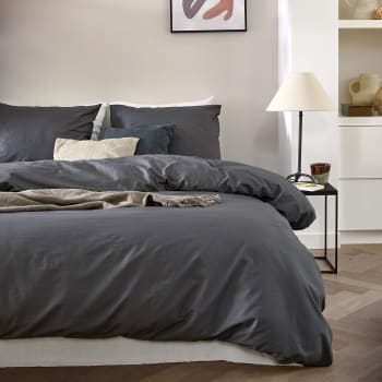 Bettbezug aus Baumwolle 155 x 220 cm, Anthrazit
