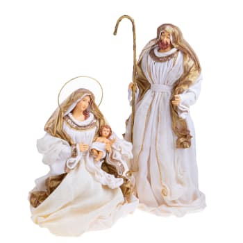 Natività con vestiti in tessuto culla in paglia statue per presepe da 37 cm