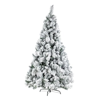 DecHome Albero di Natale Innevato h. 150 cm con Pigne Bianche Base  Rimovibile Pieghevole Bianco/Verde