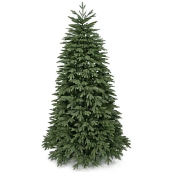 Albero di Natale artificiale preilluminato e palline rosse 210 cm PVC