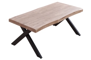 Kamila - Table basse rehaussable bois et acier noir L120