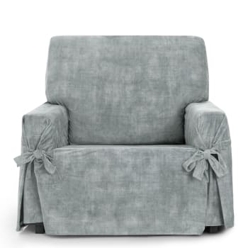 EYSA - Funda sillón antimanchas con lazos gris perla 80 - 120cm