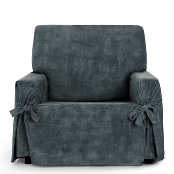 EYSA - Funda sillón antimanchas con lazos gris oscuro 80 - 120cm