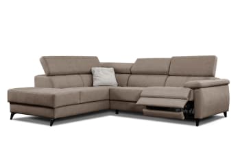 Taunus - Le canapé d'angle gauche 5 places beige foncé avec une relaxation