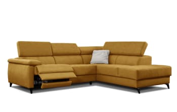 Taunus - Le canapé d'angle droit 5 places jaune avec une relaxation