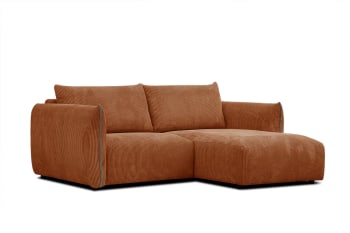 Tauer - Canapé d'angle droit 3 places tissu marron