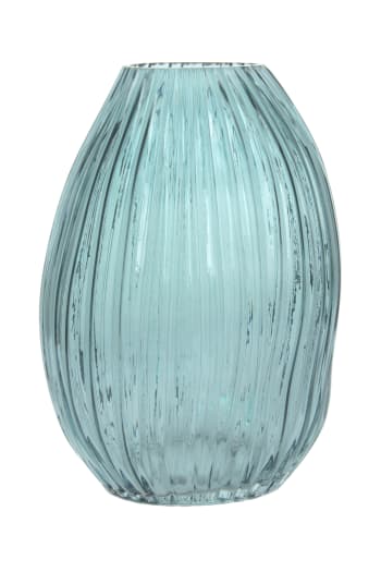 MALEMO - Vase aus Glas 25cm, Blau