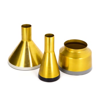 AURO - 3er Set Vasen aus Metall 12 / 15 / 16cm, Schwarz