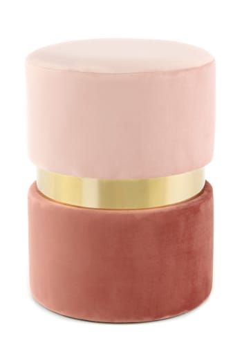 CHLOE - Pouf aus Samt Ø 35 cm, Rosa und Pink
