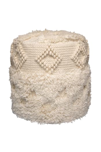 BOHIST - Pouf aus Wolle 35 x 35 cm, Natural