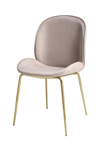 CHARLIZE - 2er-Set Stühle aus Stoff 48 x 87 cm, Beige und Messing