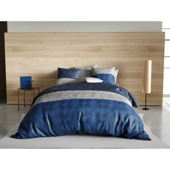 Parure de couette lit simple à motif - Bleu foncé/trèfle - Home