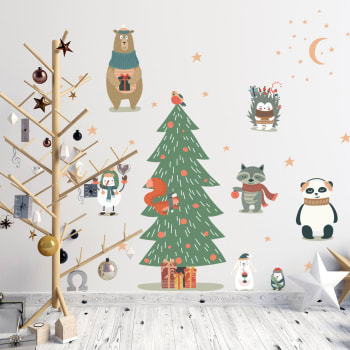 Stickers Noël animaux enchantés 60 x 40 cm