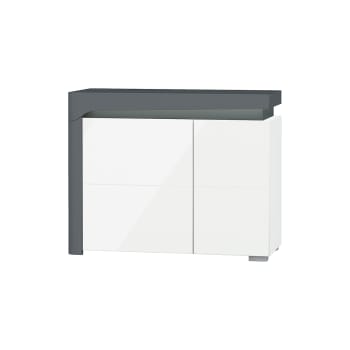 Teo - Buffet 2 portes LED inclus stratifiés blanc et gris