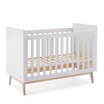Cuna Evolutiva ESSENTIEL Blanca | 60x120 Cm, Madera De Haya, Somier Ajustable En Altura, Convierte En Cama Infantil