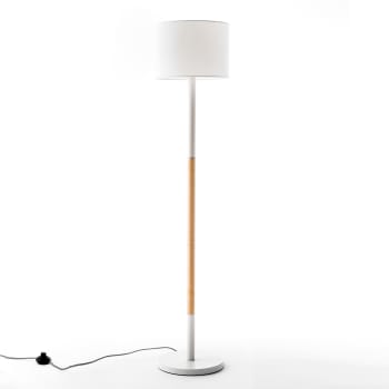 Basic - Lámpara de pie madera - metal natural - blanco 150 cm x 33 cm
