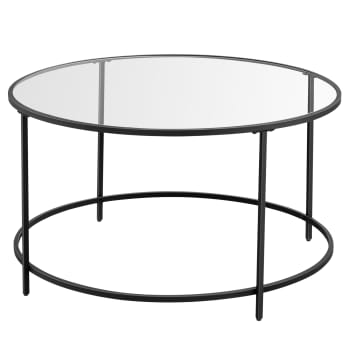 Table basse salon meuble de salon cadre en acier en verre noir