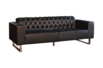 NILO - 3-Sitzer Sofa aus Leder, schwarz