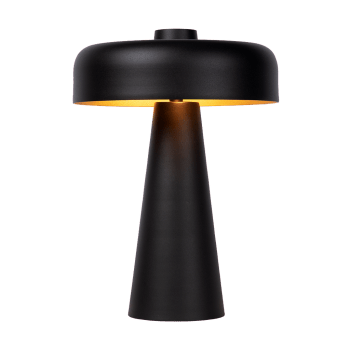 Ocana - Tischleuchte aus Metall mit rundem Schirm, schwarz