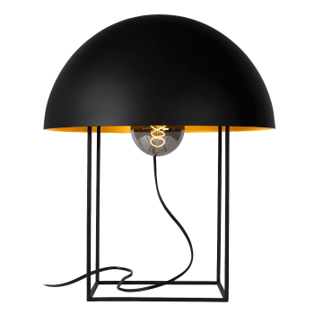 Hoody - Tischleuchte aus Metall mit rundem Schirm, schwarz