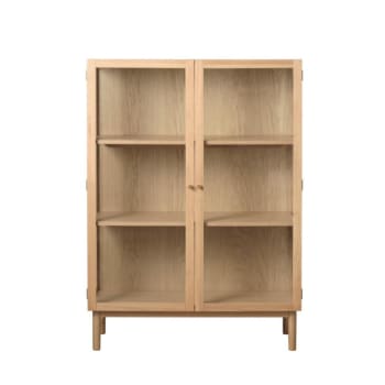 Elys - Armoire en chêne et verre trempé 140cm