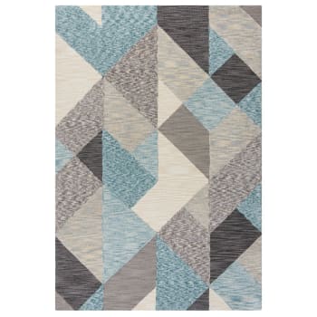 FR DESIGN - Tapis à motifs géométriques en polyester bleu 120 x 170