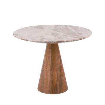 Force - Table d'appoint en bois et marbre D40cm brun