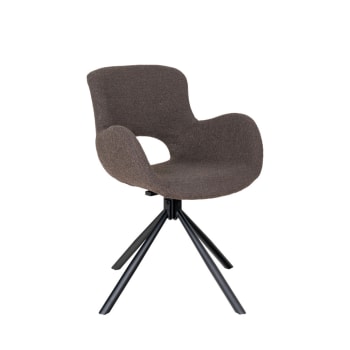Amorim - Chaise de bureau en tissu bouclette et métal marron