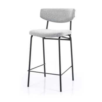 Crockett - Lot de 2 chaises de bar en tissu et métal H66cm gris