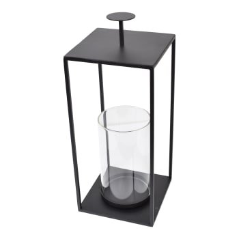 Laterne aus Glas, 32x15x15 cm, Schwarz