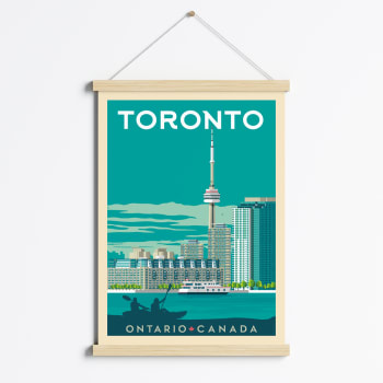 Affiche Toronto Canada + Cadre Magnétique (Bois) 50x70 cm