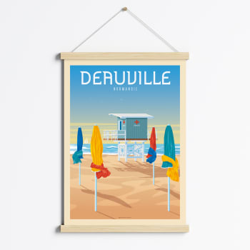 Affiche Deauville France + Cadre Magnétique (Bois) 50x70 cm