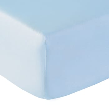 Vexin - Drap housse coton azur 140x190 cm