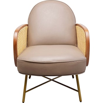 Bahia - Fauteuil en cuir gris et rotin