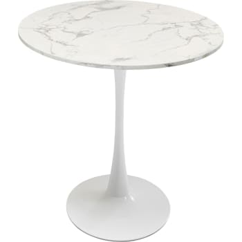 Schickeria - Table à manger 4 personnes ronde effet marbre blanc D80