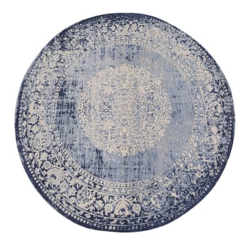 Laury - Tapis en coton bleu et beige D200