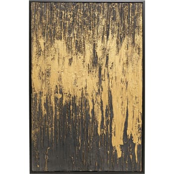 Abstract - Toile abstraite noire et dorée en polyester 80x120