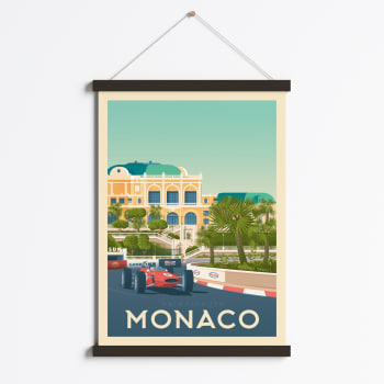 Affiche Monaco + Cadre Magnétique (Bois Noir) 50x70 cm