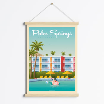 Affiche Palm Springs Saguaro + Cadre Magnétique (Bois) 50x70 cm