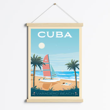 Affiche Cuba + Cadre Magnétique (Bois) 50x70 cm